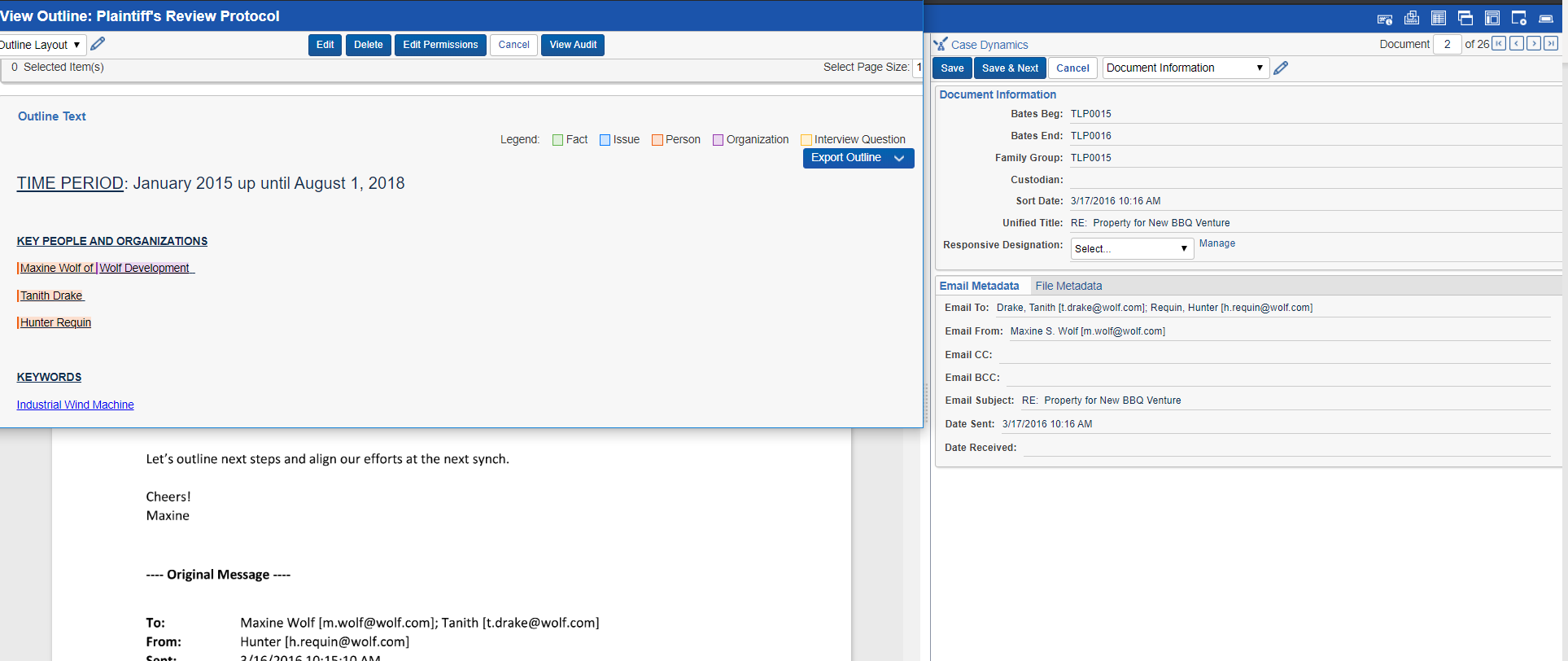 Use outlines in Relativity to document review decisions