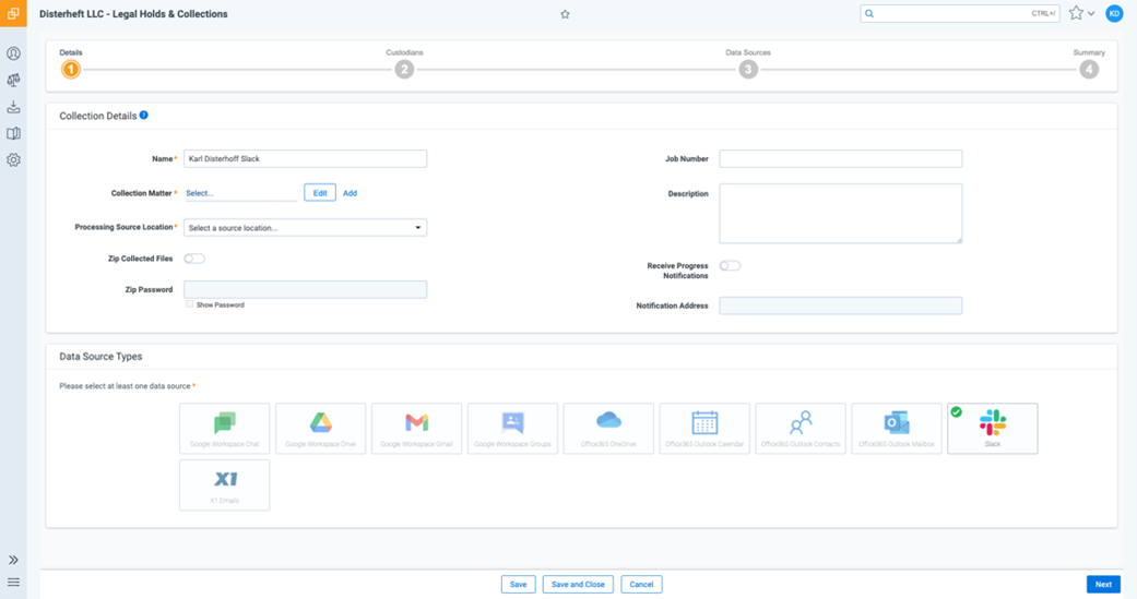 Collecting files without leaving RelativityOne screenshot
