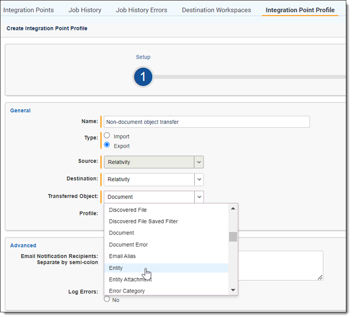 Relativity Server | Integration points sync screenshot