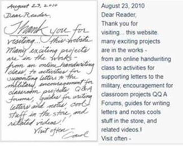 Photo of handwriting