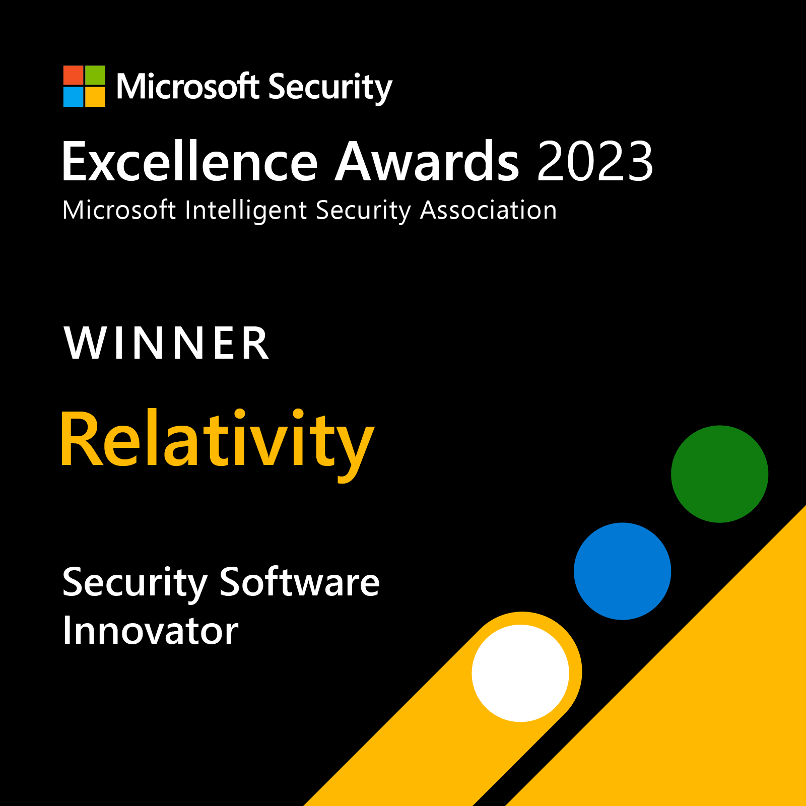 Relativity Recognized as a Microsoft Security Excellence Awards Winner for Security Software Innovator