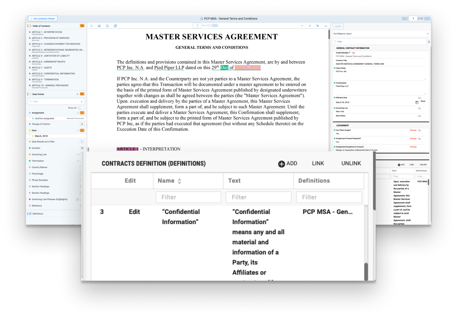 Contracts - Definitions Pane Screenshot