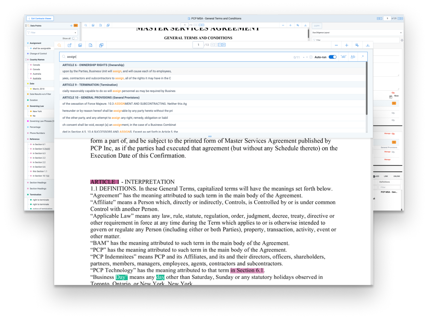 Contracts - Keyword Search Screenshot