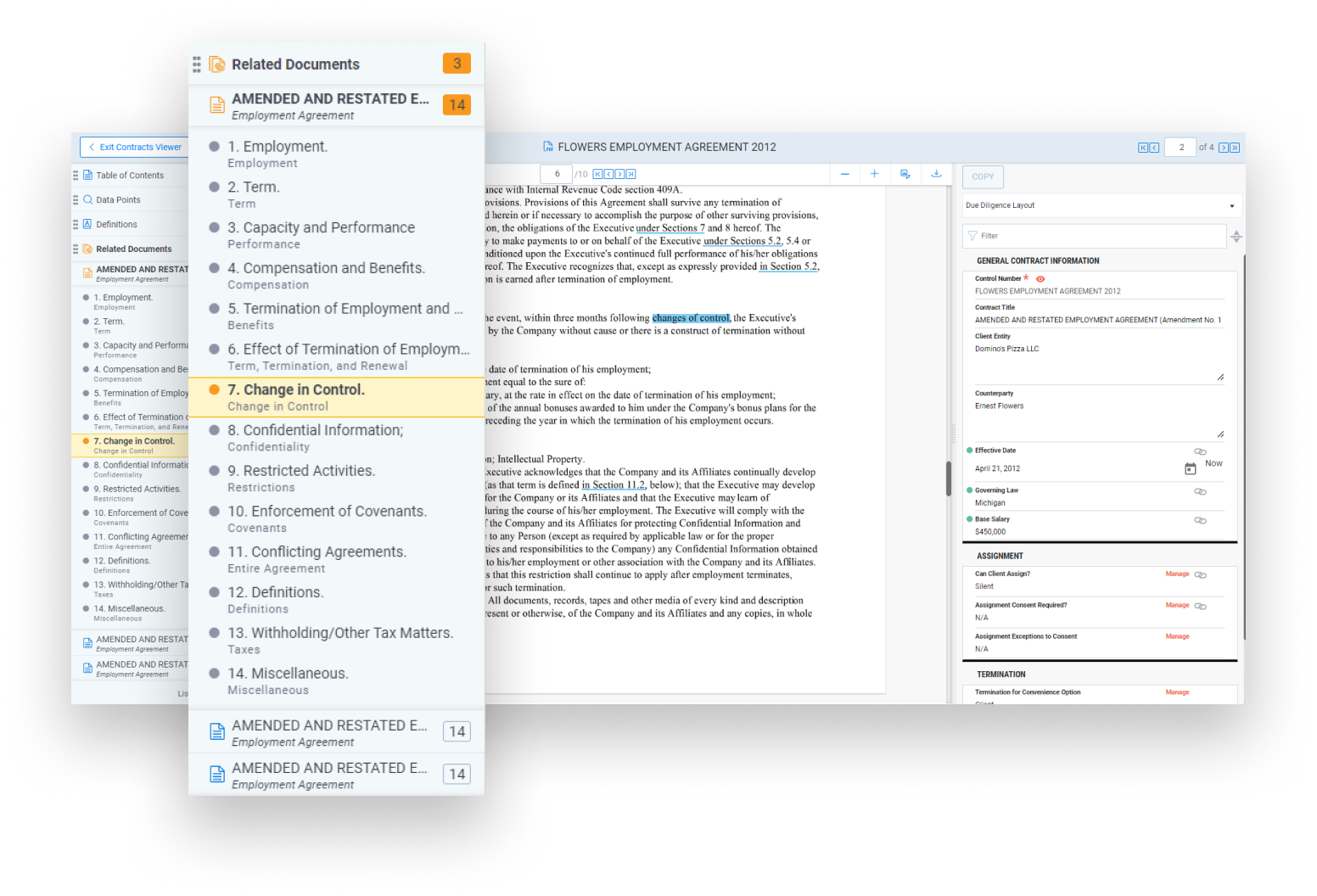 Contracts - Related Documents Pane Screenshot