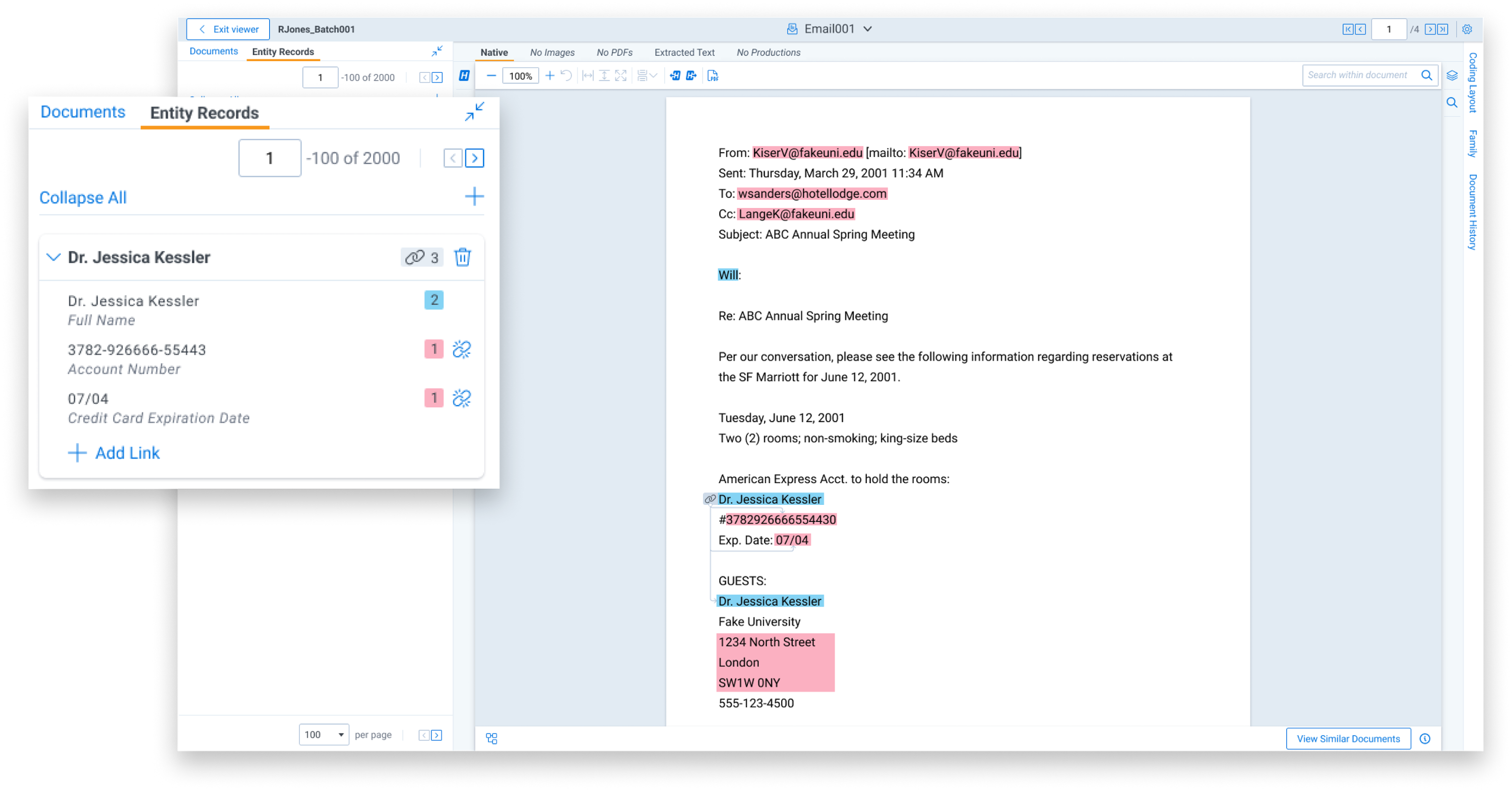 Data breach response - Streamlined document review screenshot