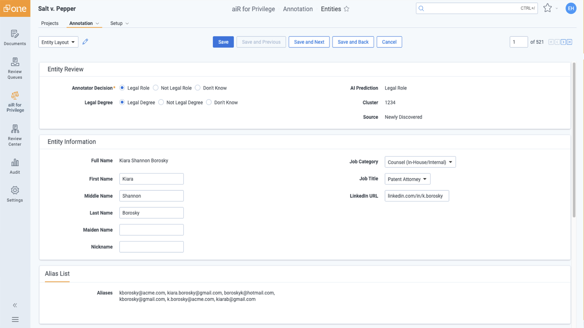 Relativity aiR for Privilege