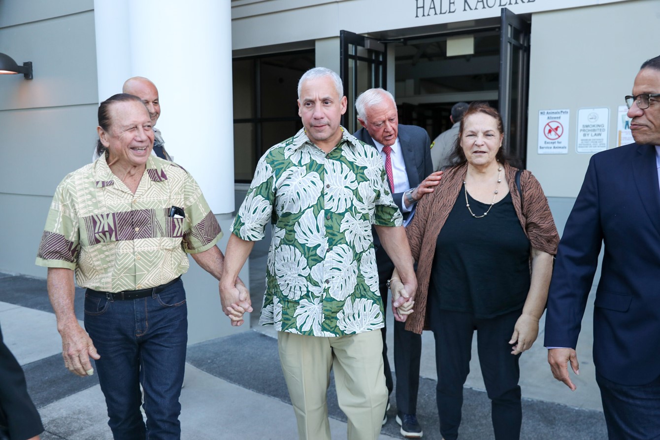 Ian Schweitzer with his family following his exoneration